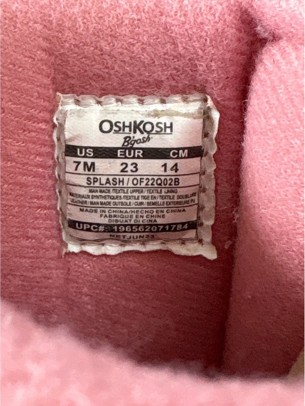 OshKosh Pink Winter Snow Boots for Toddlers size 7 Kids